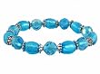 Bracelet - B195 - Faceted Glass and Murano Style Beads - Stretch ~ Aqua Blue
