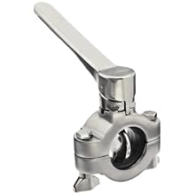 Dixon B5102E200-A Stainless Steel 316L Clamp Butterfly Valve with EPDM Seal, 2" Tube OD, 120 psi Pressure
