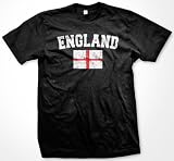 England Flag International Soccer T-shirt, English Soccer Mens T-shirt, Medium, Navy