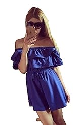 Cotton Short  Off the Shoulder   Ball Gown Skater Dress/Mini Dress  With Ruffles