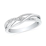 Sterling Silver Round Diamond Fashion Ring (1/20 cttw)