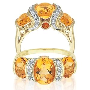 Buy Three Stone Citrine and Diamond Ring