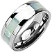 Spikes Titanium Wide Band Mother of Pearl Inlay Ring
