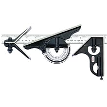 Starrett 434ME-300 Forged, Hardened Square, Center And Reversible Protractor Heads With Blade Combination Set, Smooth Black Enamel Finish, 300mm Size