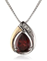 XPY Sterling Silver and 14k Yellow Gold Birthstone Pendant Necklace, 18"