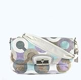 NEW AUTHENTIC COACH KRISTIN GRAPHIC OP ART FLAP CLUTCH BAG PURSE (Multi/Silver)