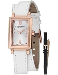 Stuhrling Original Womens 810.SET.03 "Audrey Paris" 16k Rose Gold-Plated Stainless Steel Watch Set with Interchangeable Leather Straps