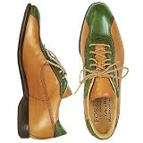 Forzieri Italian Handcrafted Caramel & Green Leather Lace-up Shoes