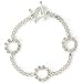 Three Circle Flat Chain Silver Tone and Crystal Toggle Bracelet