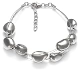 ByJoy Modern Sterling Silver Pebble Shaped Beads on 20cm Silver Thread Bracelet. DP0071