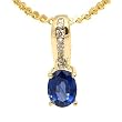 14K Yellow Gold Sapphire and Diamond Pendant