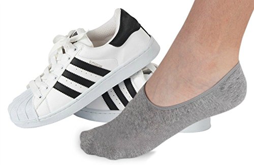 No Show Socks For Men 3pk Quality Cotton Lge Heel Grip Non Slip Extra Coverage Gray Medium
