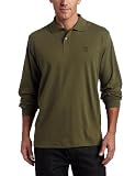 IZOD Mens Long Sleeve Solid Interlock Polo Olive Forest Large