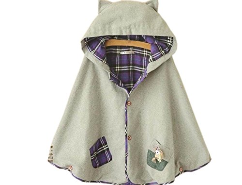 fulaixi秋冬ファッションラシャコート 森ガール　可愛い猫耳 マントパーカー　レディース