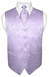 Men's Lavender Paisley Design Dress Vest and NeckTie Set for Suit or Tuxedo