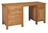 MODERN 100% SOLID OAK CONTEMPORARY 'BROOKLYN' COMPUTER DESK WITH FILE DRAWER & CUPBOARD ~ OA095 BY COACH HOUSE