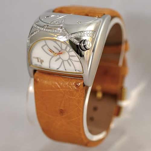 LP ITALY Women's Lorenzo Pozzan Swiss STRATOSPHERE Diamond Brown Leather Strap Watch. PSD205.02.0327