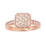 14K Rose (pink) Gold Cubed Diamond Ring