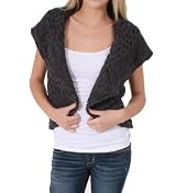 Ci Sono Knitted Shawl Collared Bolero in Charcoal