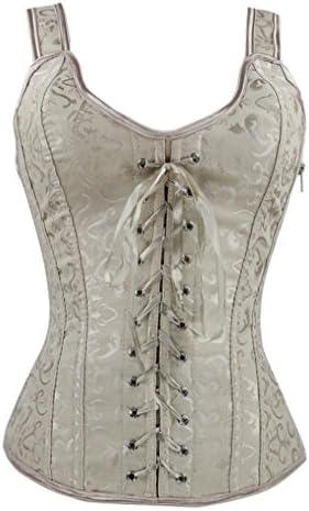 Novila Women Sexy Boned Lace up Corsets and Strap Bustiers Top (XXL/Waist:31-33inch Bust:38-40inch, apricot)