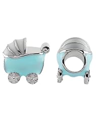 Storywheel® Baby Blue Enamel Baby Carriage Bead / Charm