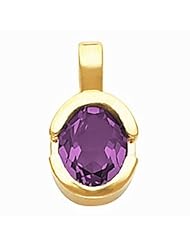 10K Yellow Gold Oval Cut Amethyst Pendant -- LIFETIME WARRANTY