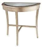 Half Moon Console Hall Table with Inlaid Mirror Top