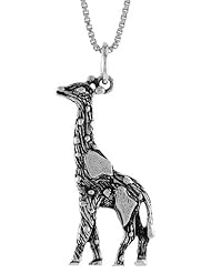 Sterling Silver Giraffe Pendant, 1 1/4 inch Tall