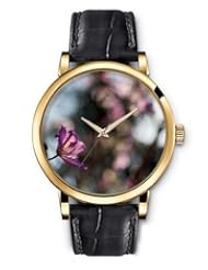 SPRAWL Aanalog Fashion Series Gold Ladies Watches of Genuine Black Leather Strap,Unique Wrist Watch for Women Girls Designed with Wilted flower