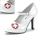 Clinic-23W Wide Width White Patent Mary Jane With Interchangeable Clip Patches