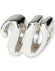 Reflection Beads Silver Letter W Script Alphabet Bead