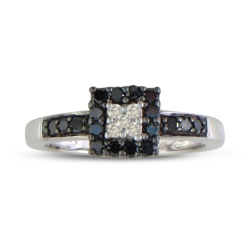1/3ct Black and White Diamond Engagement Ring in Sterling Silver 1/3ct Black and White Diamond Engagement Ring in Sterling Silver