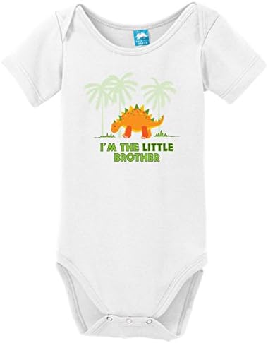 I'm the Little Brother Dino Onesie Sibling Tees (Newborn 0-3 Months, Blue)