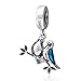 Two Love Birds Bead Charm 925 Sterling Silver Heart Love Beads fit for DIY Charms Bracelets