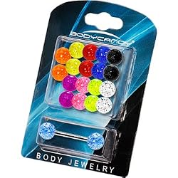 14 Gauge Multi Glitter 10 Pair Interchangeable Barbell Pack