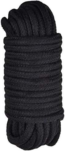 Soft Cotton Rope 10m 32-Foot Soft Silk Rope Shibari SM Rope Climbing Camping Couple Sex Play Game (Black)