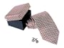 Scalloped Burgandy Red & Silver Silk Tie & Cufflinks
