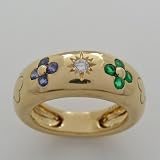 Estate Van Cleef & Arpels 18k Yellow Gold Sapphire Emerald Diamond Ring