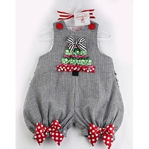 Ruffle Tree Holiday Gingham Bubble Romper