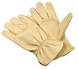 G & F  2002 Grain Pigskin Leather work gloves, Premium Washable leather, Size Medium. (Value Pack: 3 pairs)