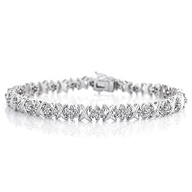 Sterling Silver Diamond Flower Bracelet