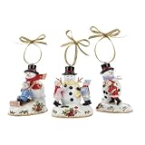 Royal Doulton-Royal Albert Old Country Roses Musical Snowman Ornaments, Set of 3