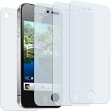 mumbi Displayschutzfolie iPhone 4 4S “CrystalClear” – 3 x VORDERseite & 1 x RÜCKseite – Displayschutz iPhone 4G unsichtbar! iPhone4 Schutz!
