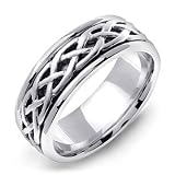 41AG5TjO0RL. SL160  GARETH 14K White Gold Weave Mens Celtic Wedding Band Ring 6.5mm, 13