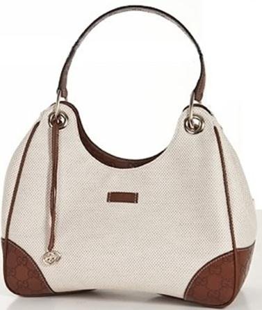 GUCCI Colbert Handbag Natural with Cognac Guccissima Trim - 257265