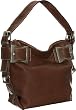 Leather Top Buckled Tote by Vitalio - Black, Dark Red or Brown