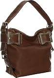 Leather Top Buckled Tote by Vitalio - Black, Dark Red or Brown