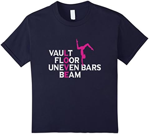 Kids Vault, Floor, Uneven Bars, Beam - Love Gymnastics T-shirt 12 Navy