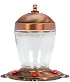 Classic Brands 33 Jubilee Hummingbird Feeder, Glass With Brushed Copper Finish On Metal Top And Base, 28-Ounce Capacity