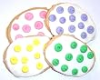 Scott's Cakes White Iced Easter Egg Sugar Cookies with Mixed Color Polka-Dots in a White Bakery Box